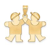 14k The Kids Solid Engravable Small Double Boys Kiss Charm XK285