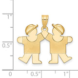 14k The Kids Solid Engravable Small Double Boys Kiss Charm XK285