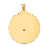 14k Polished and Satin Solid Large Saint Christopher Medal Round Pendant M1488
