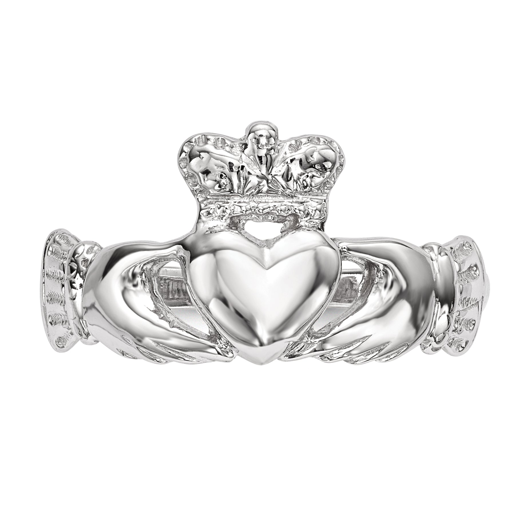 14k White Gold Polished Claddagh Ring K5934