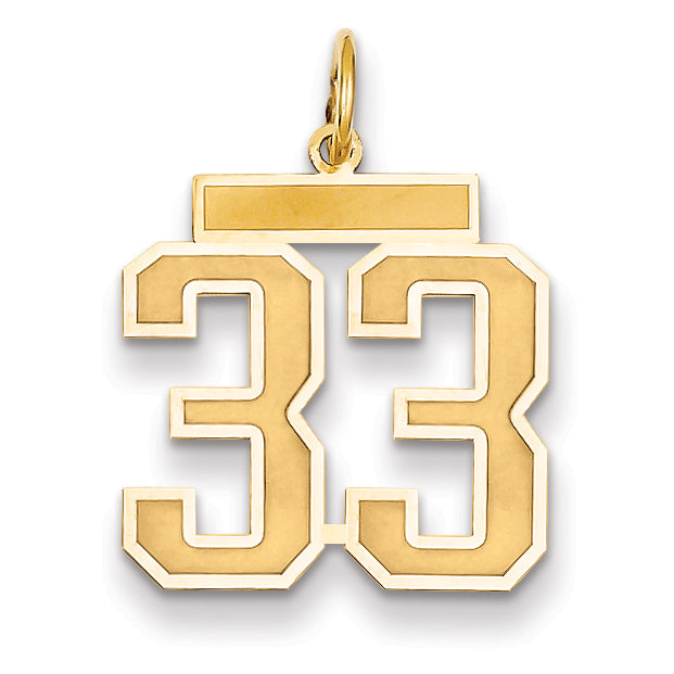 14k Medium Satin Number 33 Charm LSM33
