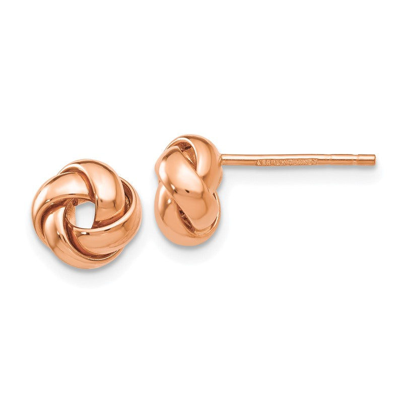 14k Rose Gold 8mm Polished Love Knot Post Earrings TL943R