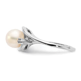 14k White Gold 7mm FW Cultured Pearl VS Diamond ring Y1850PL/VS