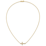 14k White Gold 1/6 carat Diamond Sideways Cross 18 inch Necklace PM4695