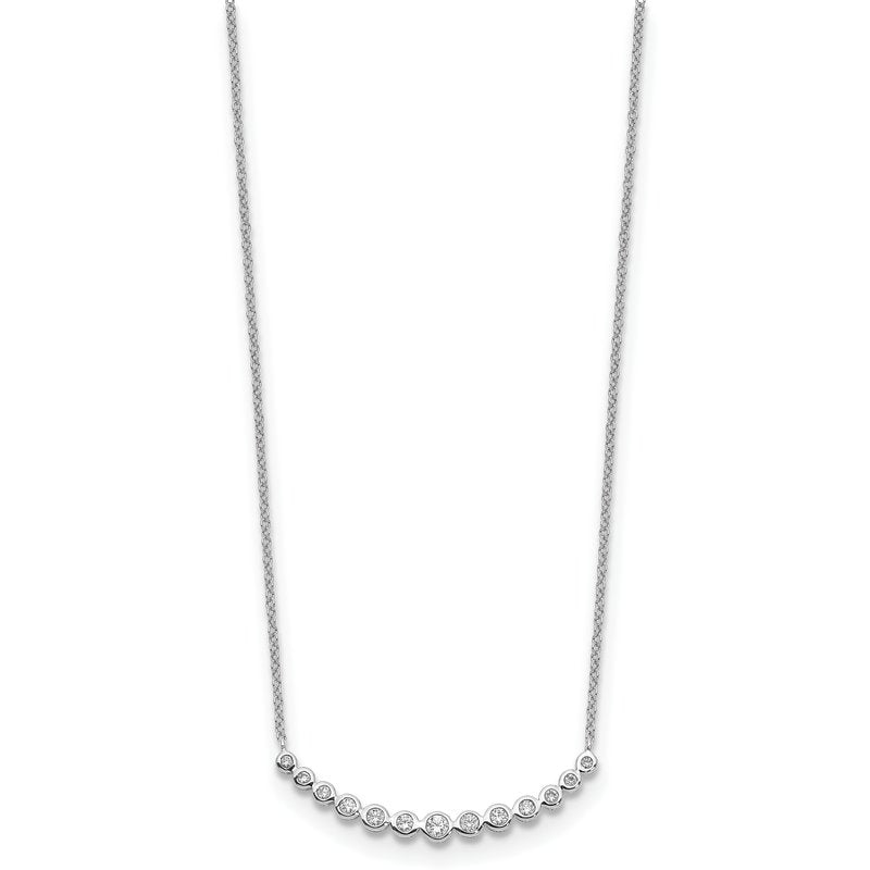 14k White Gold 1/4 carat Diamond Bezel-set Curved Bar 18 inch Necklace PM1005