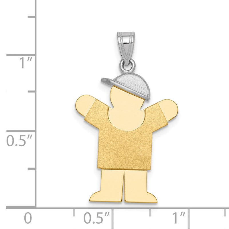 14k Two-tone The Kids Medium Boy with Hat on Right Engravable Love Charm XK405