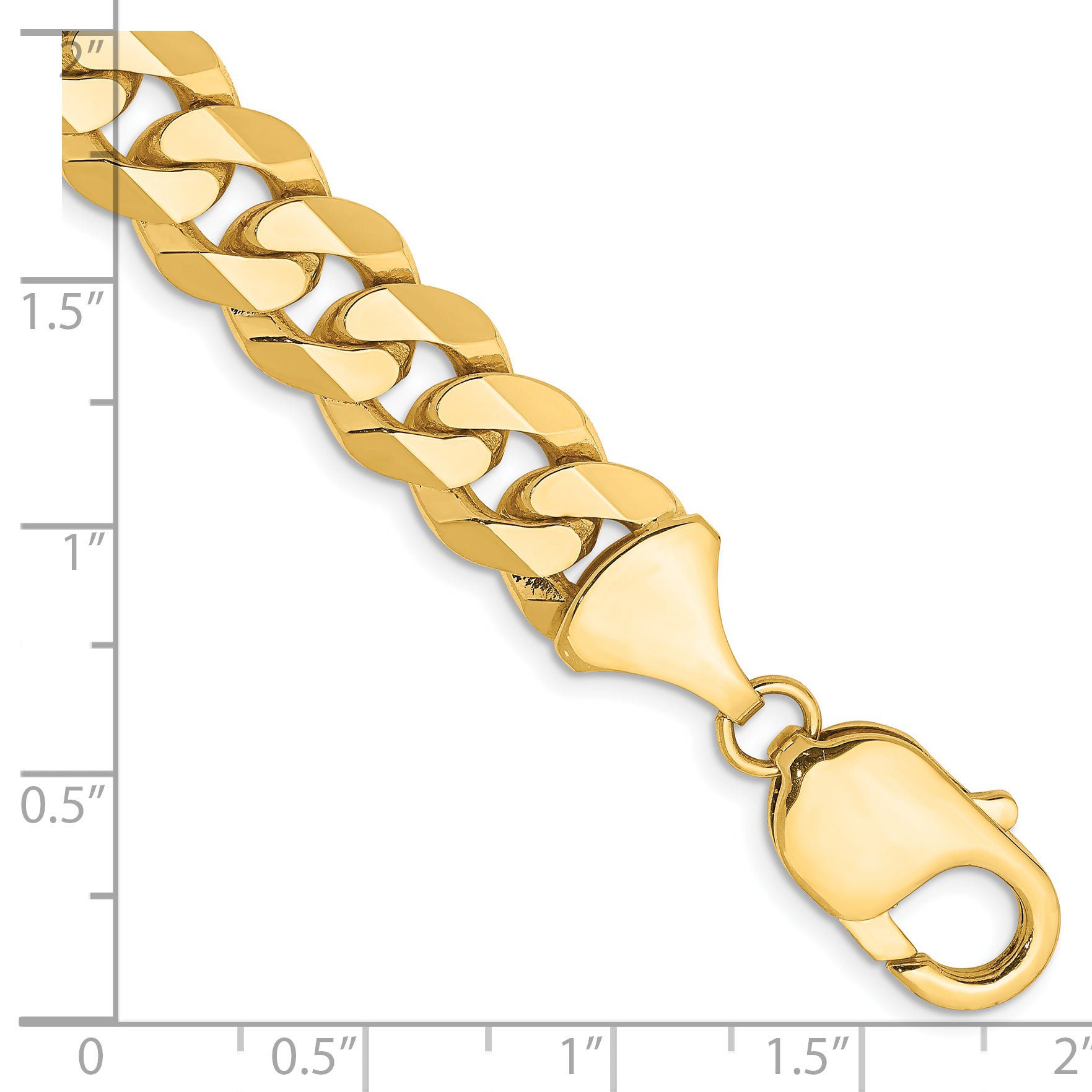 14K 26 inch 9.5mm Flat Beveled Curb with Lobster Clasp Chain FBU250