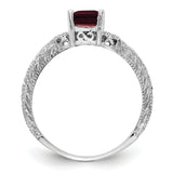 14k White Gold 7x5mm Emerald-cut Garnet and 1/20 carat AA Diamond Ring Y2266GA/AA