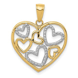 14K and White Rhodium Polished Hearts inside Heart Pendant K2561