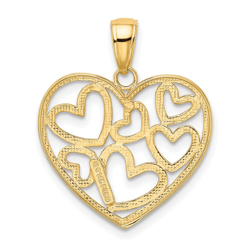 14K and White Rhodium Polished Hearts inside Heart Pendant K2561