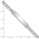 14k White Gold Polished Semi-Solid Chain/Solid Plate Curb Link 33x6.75mm Plate 7 inch ID Bracelet DCID110W