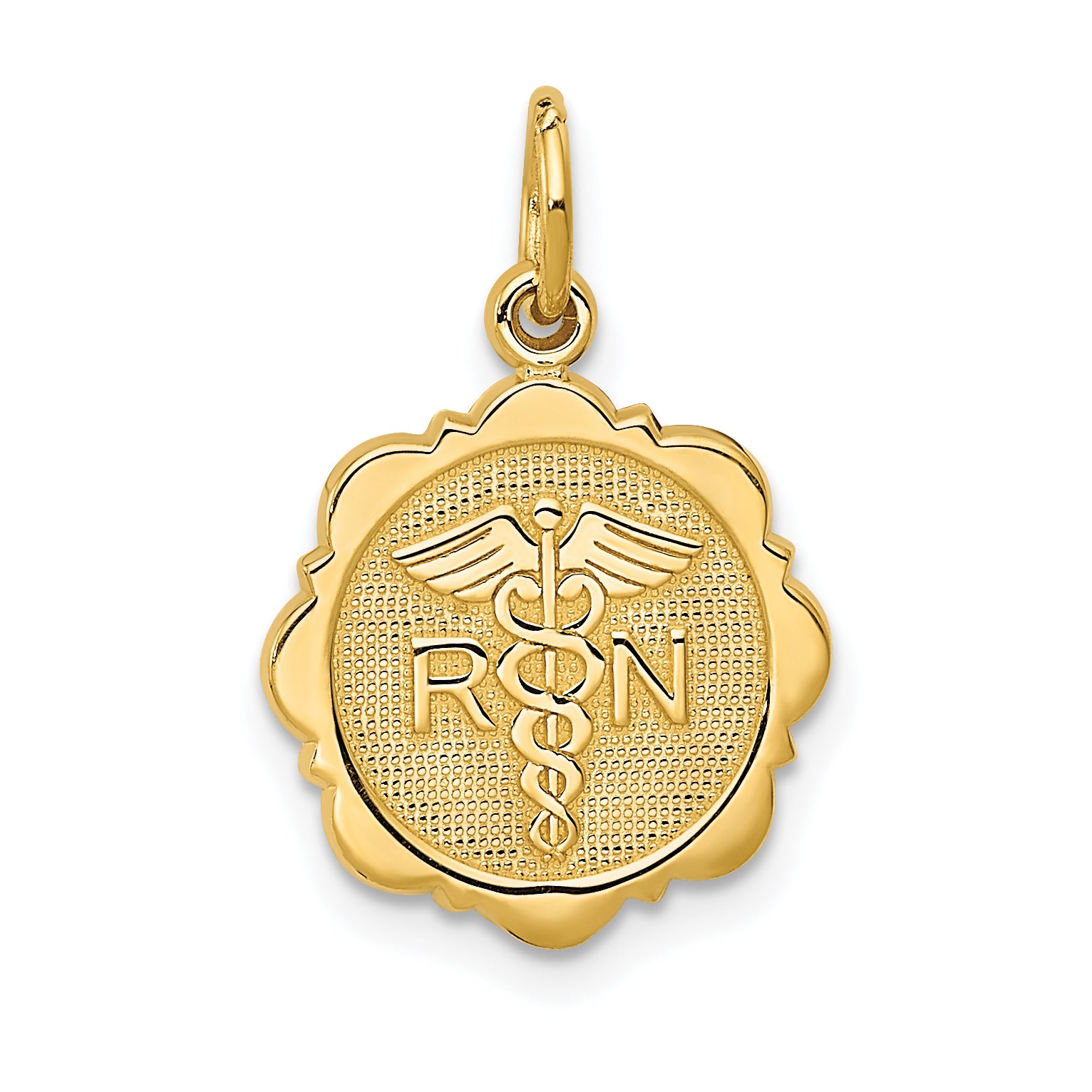 14k RN Registered Nurse Textured Back Disc Charm C1784