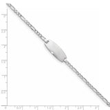 14k White Gold Polished Semi-Solid Chain/Solid Plate Figaro Link Oval 18.5x8.5mm Plate 5.5 inch Baby/Child ID Bracelet DCID143W