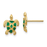 14K Green Enameled Sea Turtle Post Earrings K4447