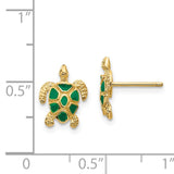 14K Green Enameled Sea Turtle Post Earrings K4447
