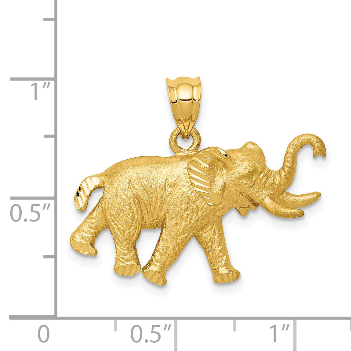 14k Satin Diamond-cut Elephant Pendant C110