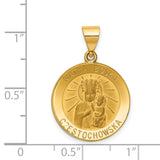 14k Polished and Satin Hollow Matka Boska Czestochowska Medal Reversible Round Pendant XR1264