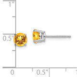 14k White Gold 5mm Round Citrine Post Earrings XE72WCI