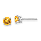 14k White Gold 5mm Round Citrine Post Earrings XE72WCI