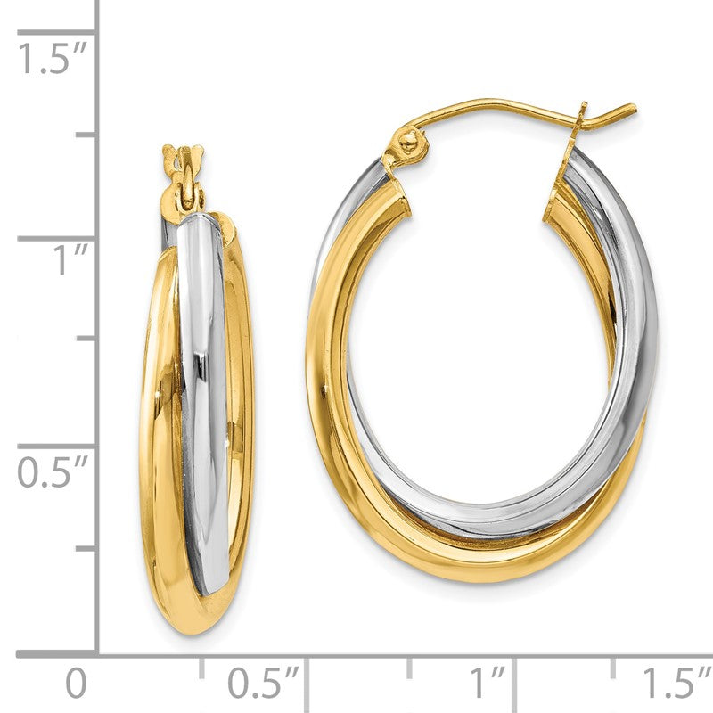 14k Two-tone Polished Double Oval Hoop Earrings TM397