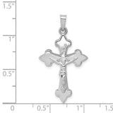 14k White Gold Polished Fleur de Lis Crucifix Pendant XR1643