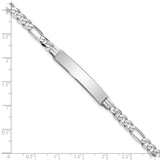 14k White Gold Polished Solid Chain/Solid Plate Figaro Link 33.5x7mm Plate 7 inch ID Bracelet LID78W