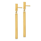 14k Polished Round Tube Dangle Post Earrings E812