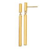 14k Polished Round Tube Dangle Post Earrings E812