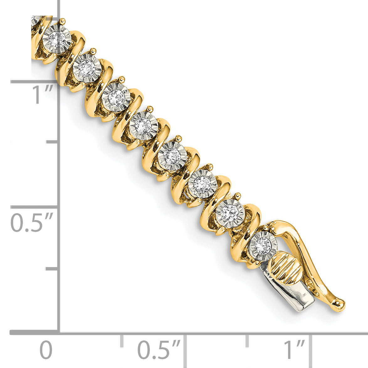 14k White Gold Complete 1 carat Diamond S-link 7 inch Tennis Bracelet BM4643