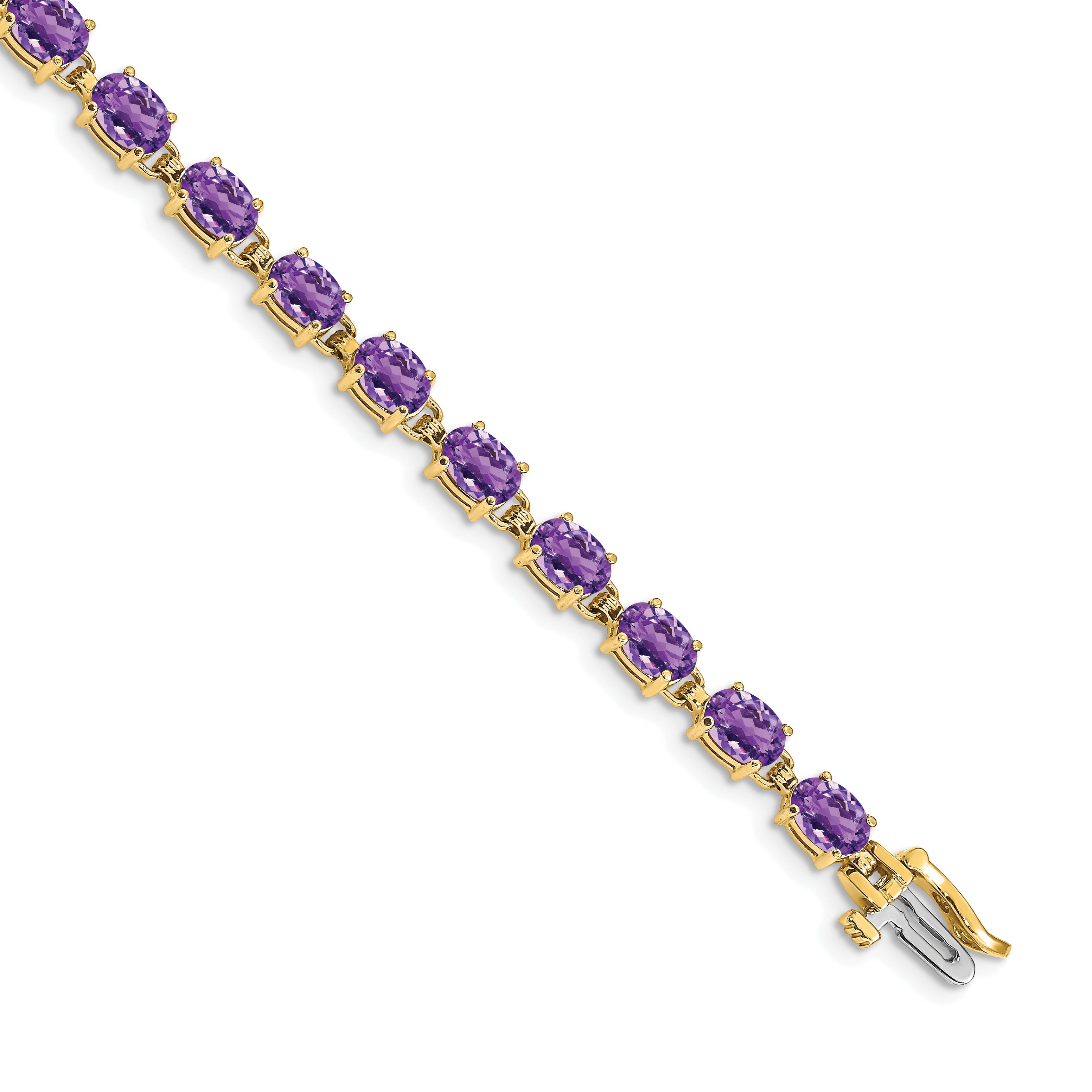 14k Complete 6x4mm Oval Amethyst 7 inch Bracelet BM4500