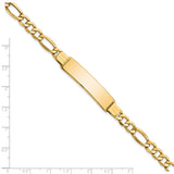 14k Polished Semi-Solid Chain/Solid Plate Figaro Link 37.5x10mm Plate 8 inch ID Bracelet DCID136