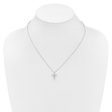 14k White Gold 1/4 carat Diamond Cross Pendant 18 inch Necklace PM1000