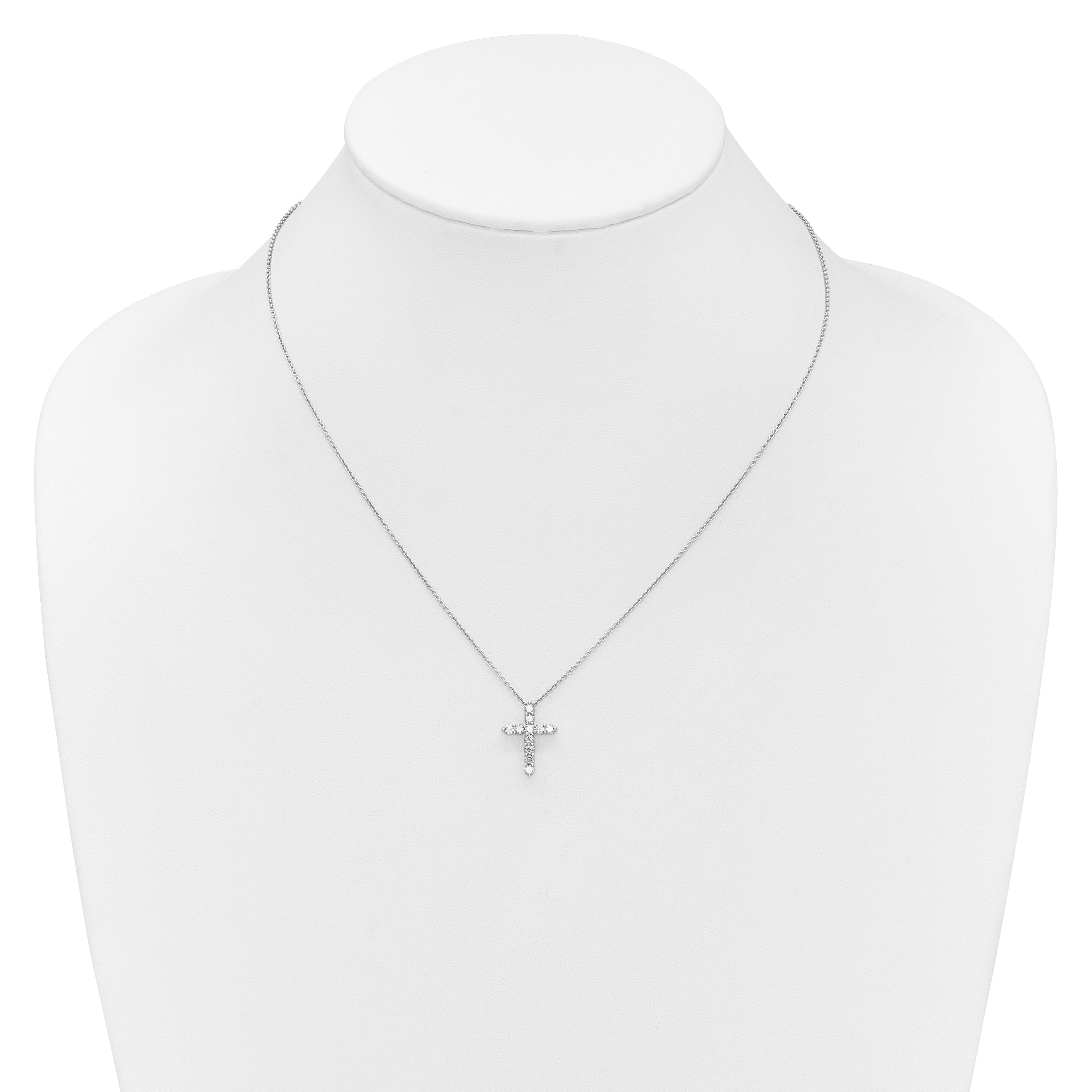 14k White Gold 1/4 carat Diamond Cross Pendant 18 inch Necklace PM1000