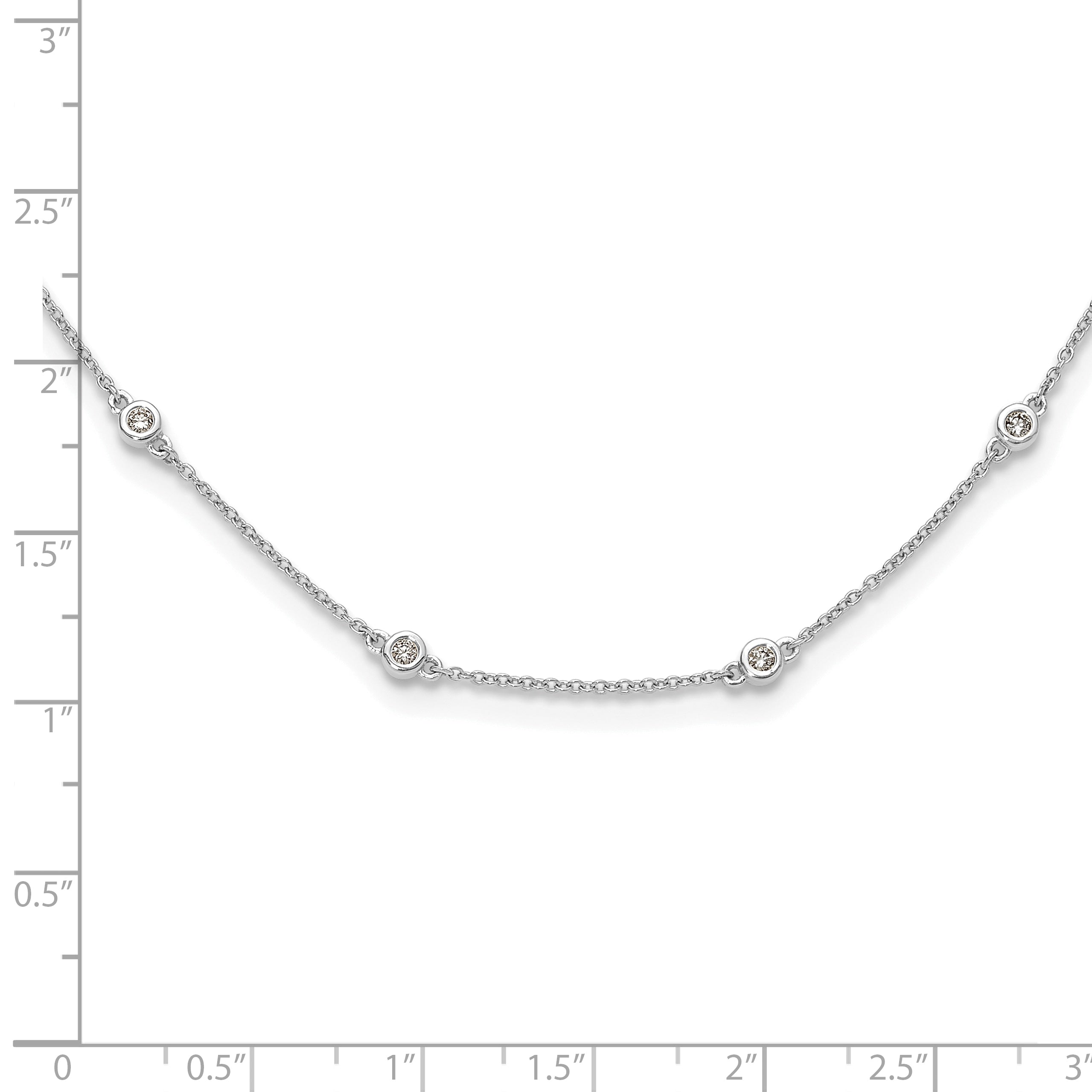 14k White Gold Complete 1/3 carat Bezel-set Diamond and Cable Chain 16-Station 16 inch Necklace PM1007