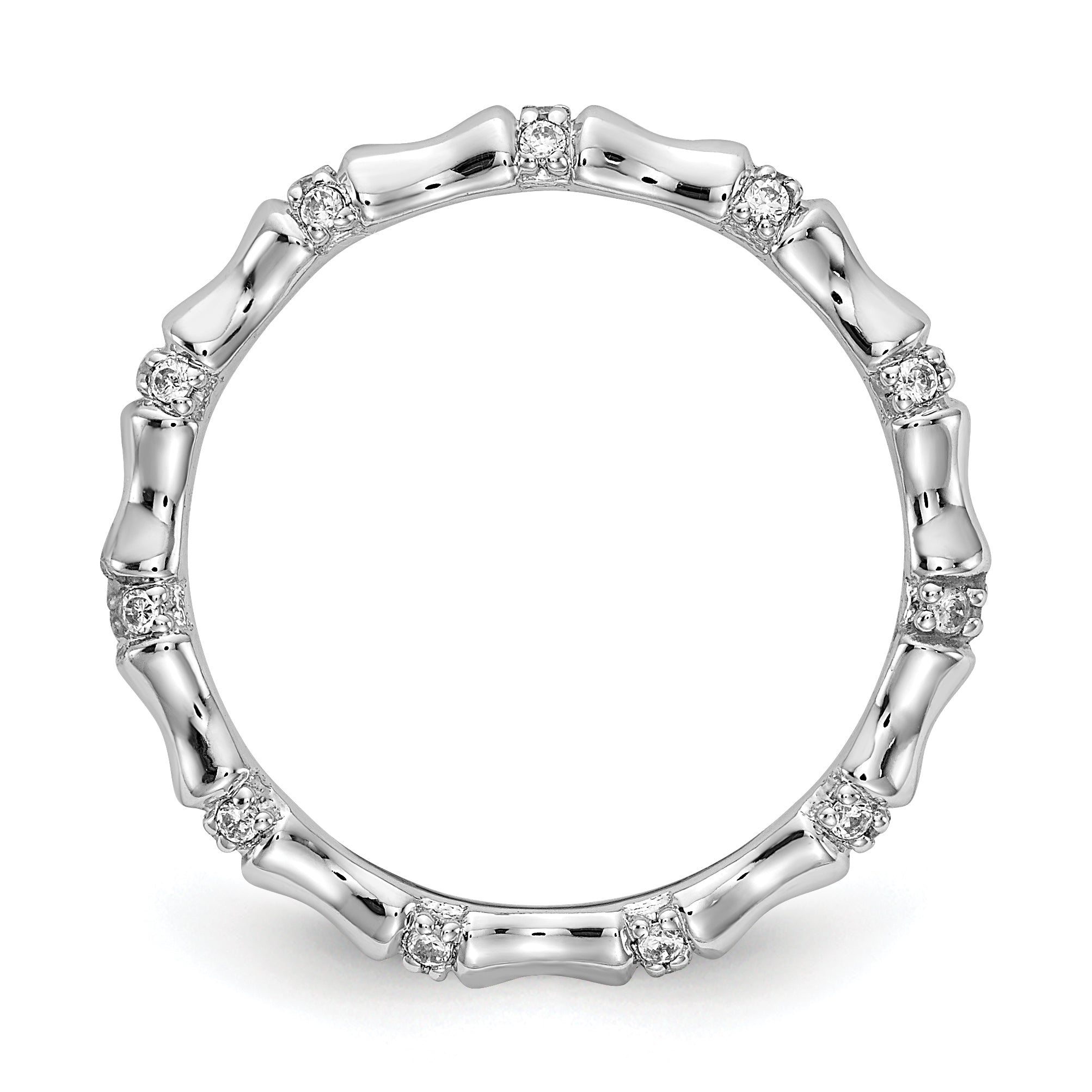 14k White Gold 3mm 1/5 carat Diamond Fancy Bamboo Band RM3722