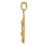 14K Polished Textured Mariners Crucifix with Rope and Wheel Pendant K5577