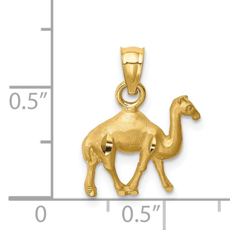 14K Satin Diamond-cut Camel Pendant C4582