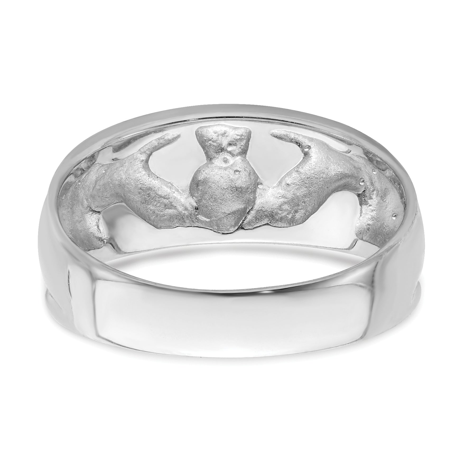 14k White Gold Ladies Polished Claddagh Band D3114