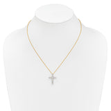 14k White Gold 1/4 carat Diamond Cross Pendant 18 inch Necklace PM1000