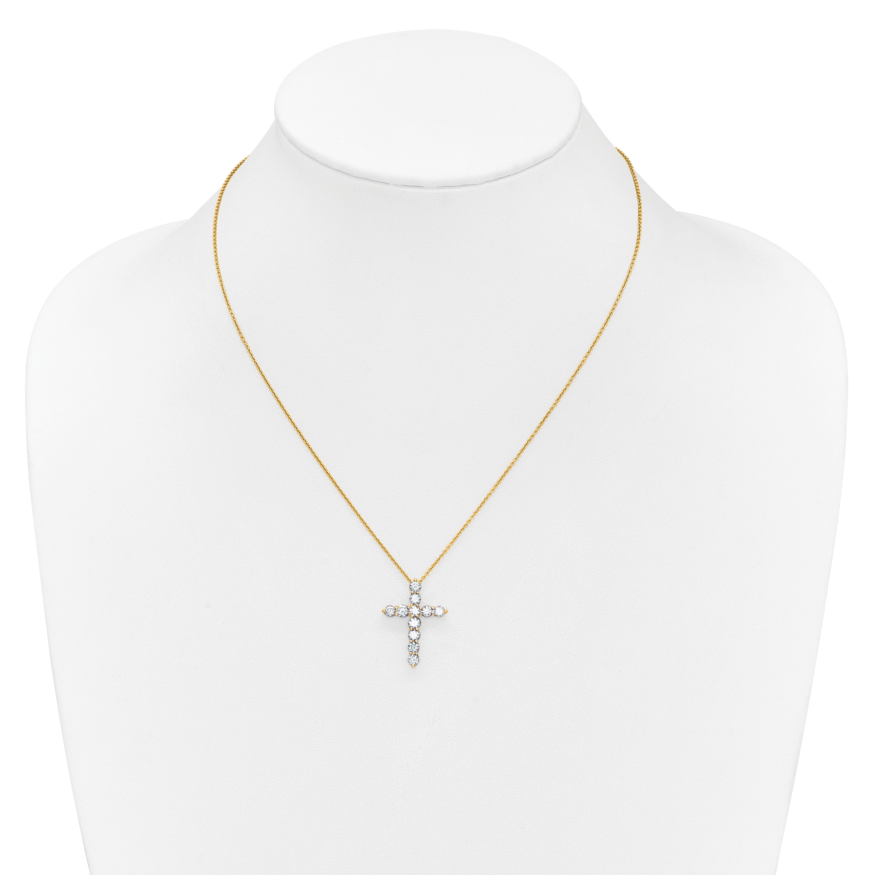 14k White Gold 1/4 carat Diamond Cross Pendant 18 inch Necklace PM1000