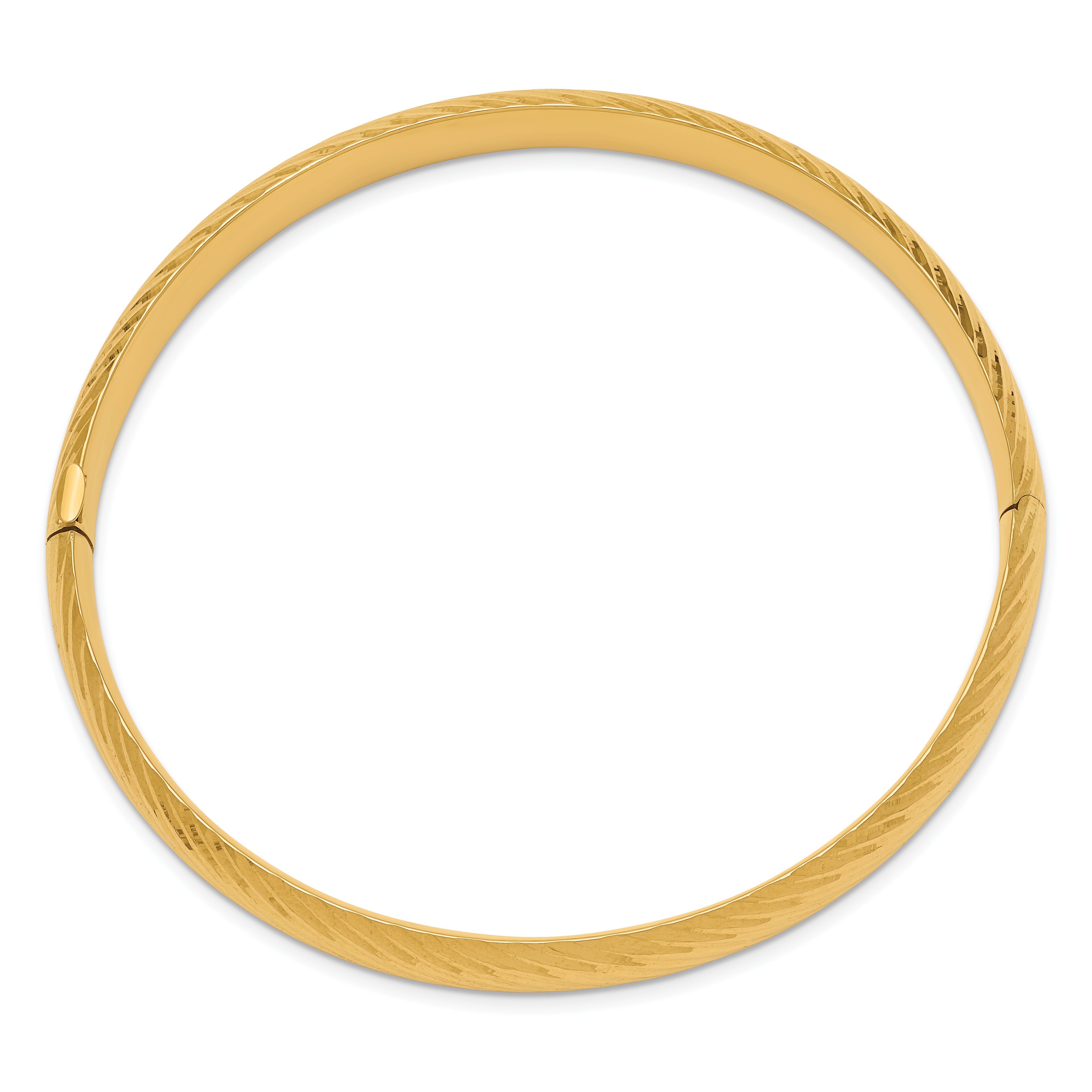 14k 5/16 Polished Textured 8.00mm Hinged Oval Bangle Bracelet DB654