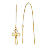 14k Polished Diamond-cut Box Chain with Cross Threader Earrings TL1104