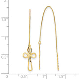 14k Polished Diamond-cut Box Chain with Cross Threader Earrings TL1104