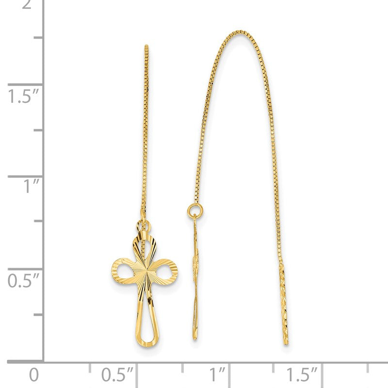 14k Polished Diamond-cut Box Chain with Cross Threader Earrings TL1104