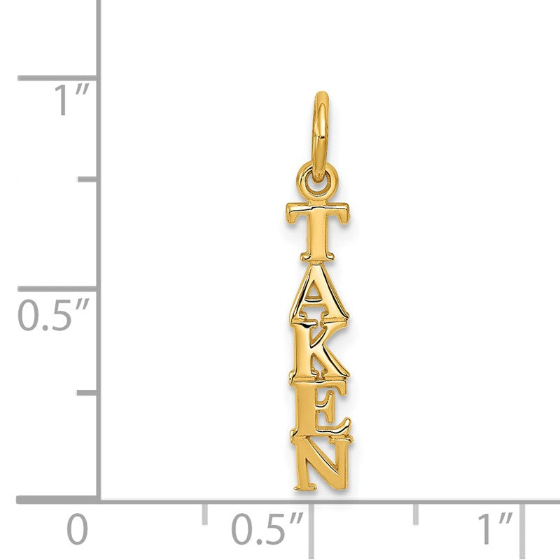 14K Polished TAKEN Vertical Charm C337