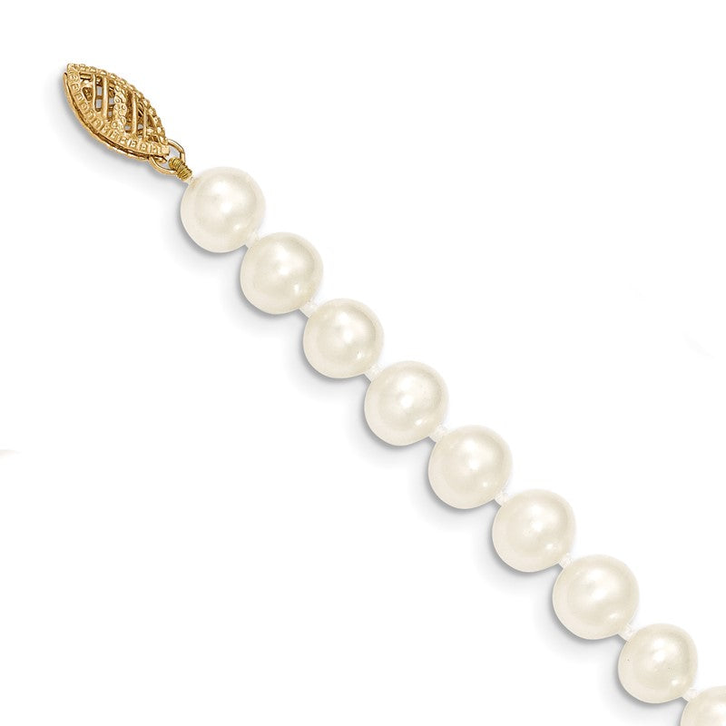 14k 7-8mm White Near-Round Freshwater Cultured Pearl 16 inch Necklace WPN070