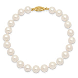 14k 7-8mm White Near-Round Freshwater Cultured Pearl 16 inch Necklace WPN070
