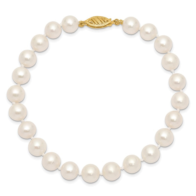 14k 7-8mm White Near-Round Freshwater Cultured Pearl 16 inch Necklace WPN070