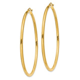 14K 2.5x60mm Polished Round Tube Hoop Earrings T929