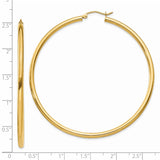 14K 2.5x60mm Polished Round Tube Hoop Earrings T929